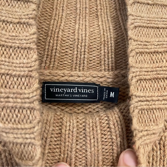 Vineyard Vines Wool Blend Knit Argyle Relaxed Holiday Winter Turtleneck Sweater - Picture 4 of 6